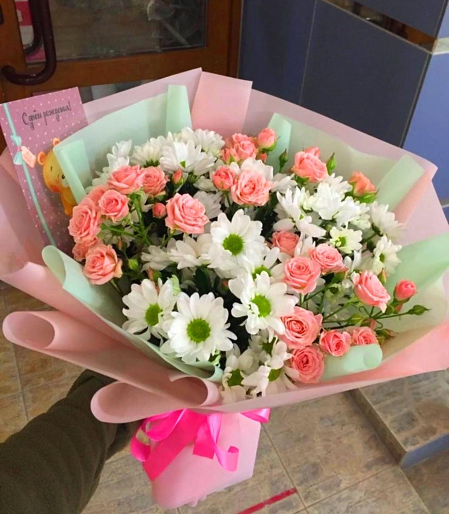 Букет цветов из: Розы и Хризантемы в Микуни