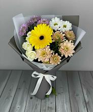 Букет цветов из:  Розы, Герберы и Хризантемы #REPLACE_PRED# Микуни