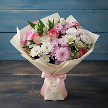 Букет цветов из:  Хризантемы, Альстромерии и Розы в Микуни