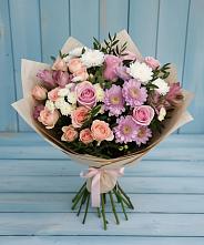 Букет цветов из:  Хризантемы, Розы и Альстромерии #REPLACE_PRED# Микуни