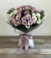 Букет цветов из:  Хризантемы и Розы #REPLACE_PRED# Микуни