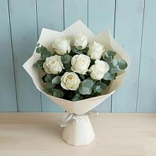 Букет Белые розы в Эвкалипте #REPLACE_PRED# Микуни